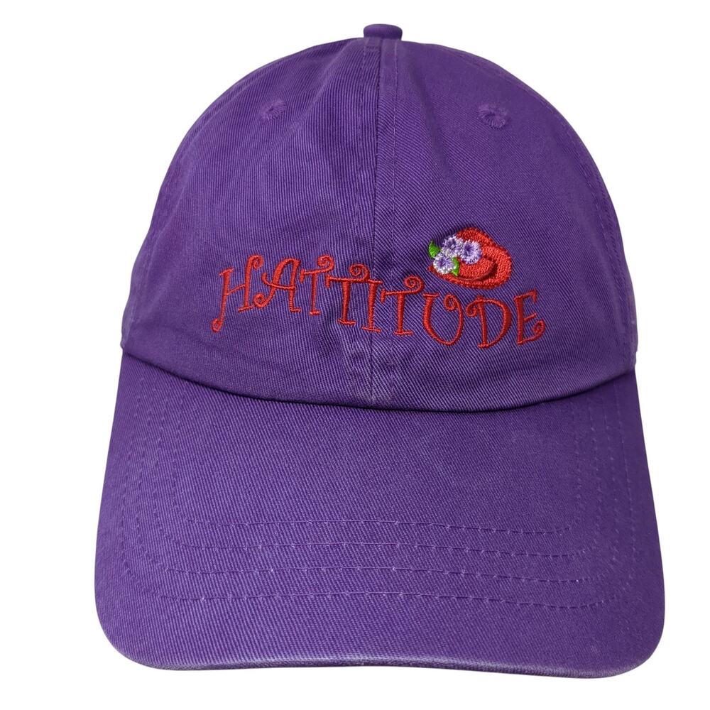 Hattitude Strapback Hat Purple One Size Solid Adjustable Embroidered